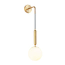 GobekUsa Opal Glass Spherical Wall Lamp: Simplistic 1-Bulb Light Fixture for Bedroom