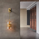 GobekUsa Modern Brass Wall Sconce Light with Glass Shade - Postmodern Cylindrical Fixture