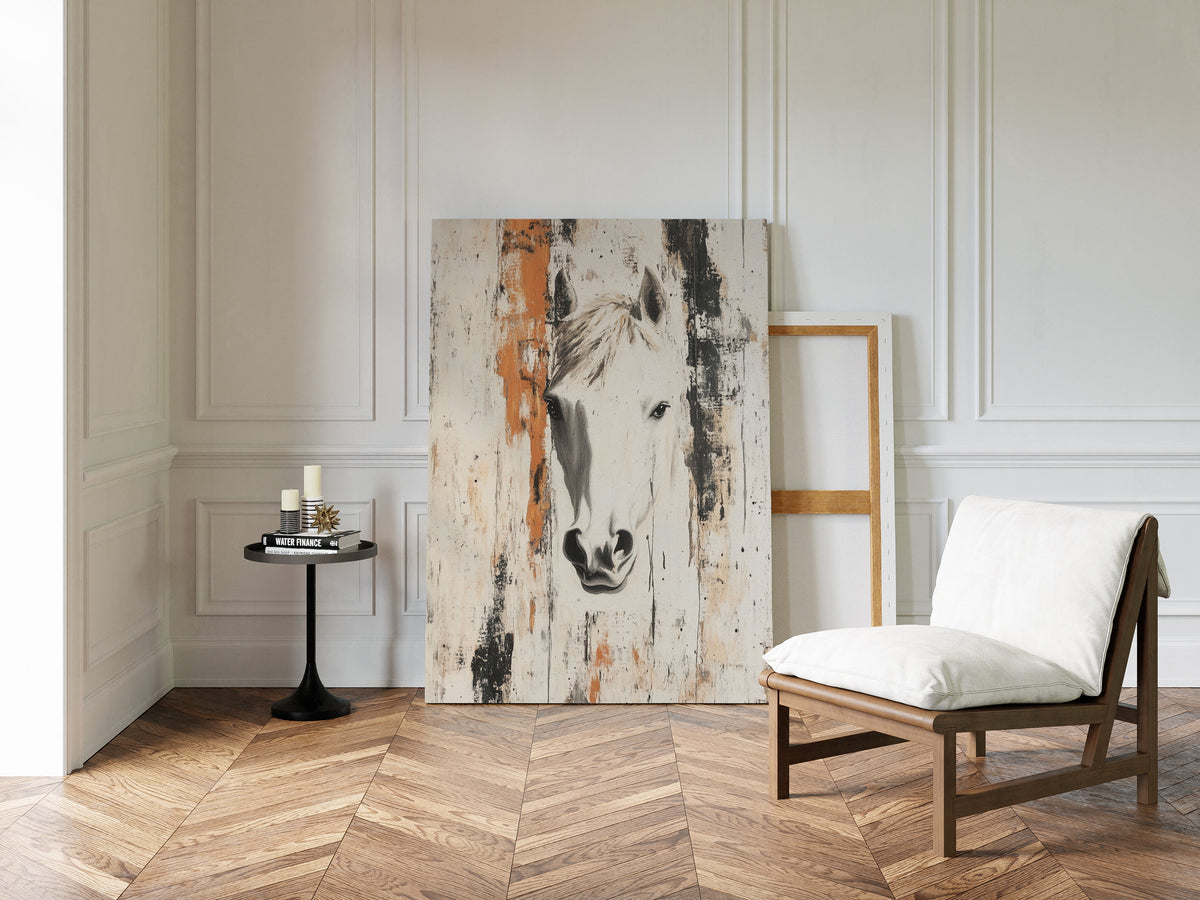 White Horse Against Rustic Planks, photo 13 of 19