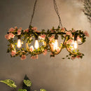 GobekUsa Black Metal 4-Light Linear Island Lamp with Hanging Artificial Plant - Lodge Style