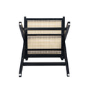 Modern Minimalist Bar Stool With Cane Seat - Black / Natural
