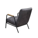 Nignu - Top Grain Leather Matt Iron Accent Chair - Gray by HouseOfZazla
