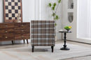 Upholstered Accent Chair with Brown Linen Fabric and Nailhead Trim by HouseOfZazla