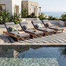 Light Teak Acacia Wood Chaise Lounge Set