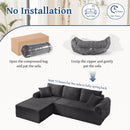 Modular Sectional With Arched Armrests, Includes 3 Back Cushions & 2 Throw Pillows by HouseOfZazla