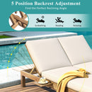 TREXM 5-Position Adjustable Backrest Double Chaise Lounge Outdoor