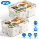 2Pack Airtight Fruit Storage Containers 4-Compartment Food Storage Containers Fruit Vegetable Organizers with 8 Removable Colanders for Fridge Picnic