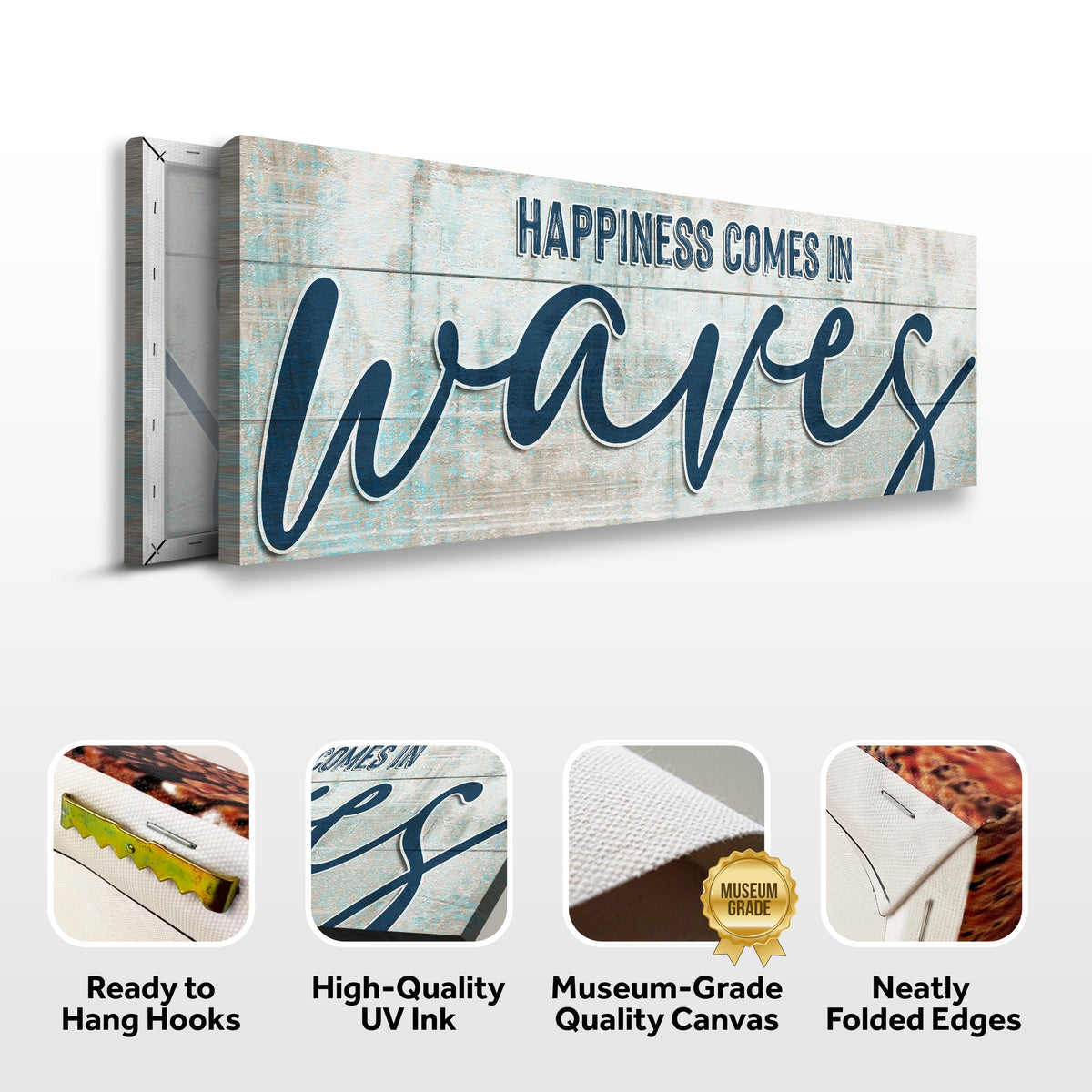Happiness Comes In Waves Beach Sign, photo 6 of 8