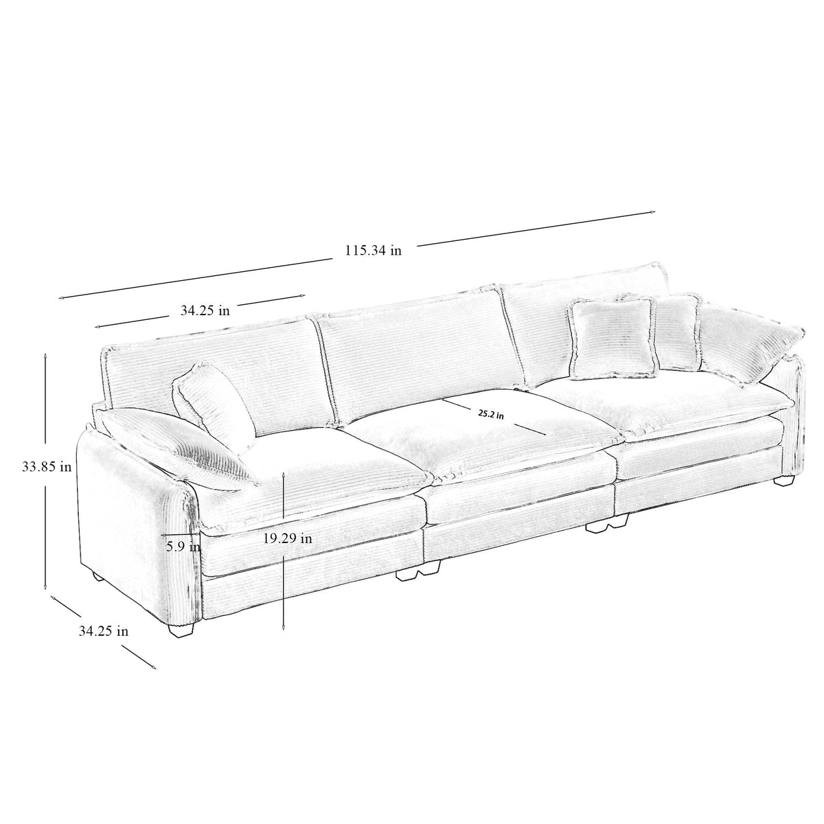 Modern Living Room Sofa 3 Pieces Set, photo 10 of 10
