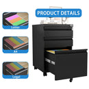 Metal Drawer Mobile File Cabinet With Lock For Home Office Organizer