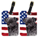 USA American Flag with Pug Luggage Tag