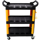 3 Tier Rolling Auto Detail Cart With Wheels - Yellow & Black