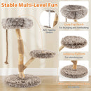 Modern Wooden Cat Tree Tower with Perch and Natural Jute Scratching Posts-Brown by LJGDeals