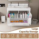 43" Bathroom Vanity With Artificial Marble Carrara Top Set, Multi Functional Cabinet With Doors And Drawer - White by HouseOfZazla