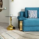 Modern Minimalist Coffee Table With Steel Legs And Tempered Glass Top