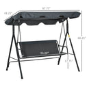 3-Person Porch Swing with Stand, Outdoor Swing for Patio Porch with Adjustable Tilt Canopy & Comfortable Swing Bench-Style Seat, Steel Frame, Grey