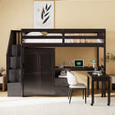 Loft Bed With Stairs, Bookshelf, Drawers, Desk & Wardrobe, Space Saving Multifunctional Furniture by HouseOfZazla