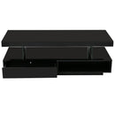 LED Coffee Table with Storage, Modern Center Table with 2 Drawers and Display Shelves, Accent Furniture with LED Lights for Living Room,Black