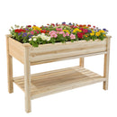 Raised Garden Bed with Water Collection Tray and Storage Shelf