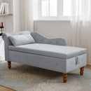 Chaise Lounge Indoor, Lounge Chair For Bedroom With Storage & Pillow, Modern Upholstered Rolled Arm Chase Lounge For Sleeping With Nailhead Trim For Living Room Bedroom Office by Unique Piece Furniture