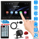 7In Universal Wireless Car MP5 Player 1080P Video Player Stereo Audio FM Radio Aux/USB Input with Rear View Camera Remote Control