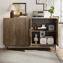 Sideboard Buffet Cabinet With Carved Doors And Adjustable Layer Board by Unique Piece Furniture