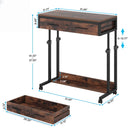 Portable Laptop Desk With Drawer & Wheels, Height Adjustable, Storage Shelf - Brown / Black by HouseOfZazla