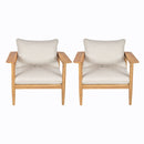 Terassi Outdoor Lounge Chair Set of 2 with Cushions - Beige / Light Teak