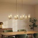 Willow - 8 Lights Island With Clear Ribbed Pendant Lamp Satin - Antique Brass / Clear / Gold by HouseOfZazla