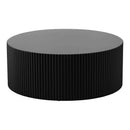 Sleek and Modern Round Coffee Table with Eye-Catching Relief Design, Black