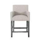 Charmed Upholstered Counter Stool with H-Frame Base and Round Arms