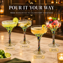 Mexican Design Hand Blown Margarita Glass – Set of 4 (Confetti Margarita)