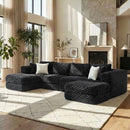 Modular Sectional Sofa, Boneless Couch With 2 Movable Ottomans by HouseOfZazla