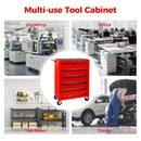 Rolling Metal Tool Chest with 5 Drawers, 20" Steel Cabinet - Red by HouseOfZazla