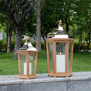 17''&24'' H Wood Metal Hexagon Candle Holder Decorative Hanging Lanterns(Set of 2) by JHY DESIGN