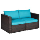 2PCS Patio Rattan Sectional Conversation Sofa Set-Black by DirectDeals