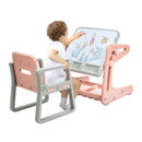 2 in 1 Kids Easel Table and Chair Set with Adjustable Art Painting Board by LJGDeals