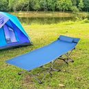Folding Camping Cot with Side Storage Pocket Detachable Headrest by LJGDeals