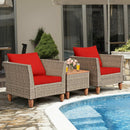 3 Pieces Patio Rattan Furniture Set with Washable Cushion for Yard Porch by LJGDeals