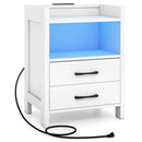23.5 Inches Nightstand with Charging Station and Open Storage Shelf-White by LJGDeals