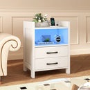 23.5 Inches Nightstand with Charging Station and Open Storage Shelf-White by LJGDeals