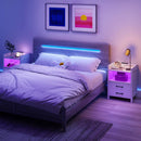 23.5 Inches Nightstand with Charging Station and Open Storage Shelf-White by LJGDeals
