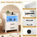 23.5 Inches Nightstand with Charging Station and Open Storage Shelf-White by LJGDeals
