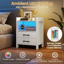 23.5 Inches Nightstand with Charging Station and Open Storage Shelf-White by LJGDeals