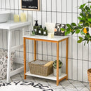 23 Inch Height 2-tier End Table with Bamboo Frame and Bottom Shelf-White by LJGDeals