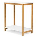 23 Inch Height 2-tier End Table with Bamboo Frame and Bottom Shelf-White by LJGDeals