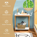 23 Inch Height 2-tier End Table with Bamboo Frame and Bottom Shelf-White by LJGDeals