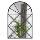 23 Inches x 34 Inches Arched Window Pane Mirror with Metal Frame for Living Room-Black by LJGDeals