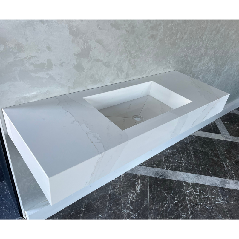 Calacatta Gold Engineered Quartz Kitchen Sink - Luxury Handcrafted Premium Design, photo 8 of 12