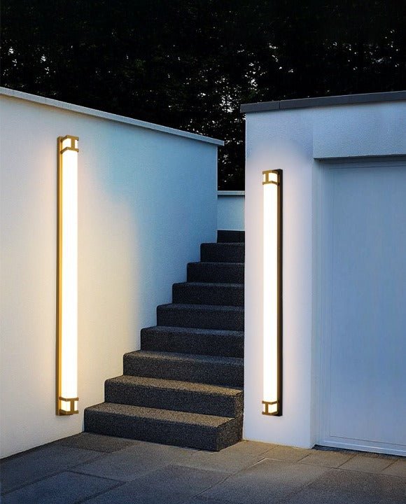 MIRODEMI® Black/Gold Outdoor Waterproof LED Long wall lamp For Garden, Villa, porch